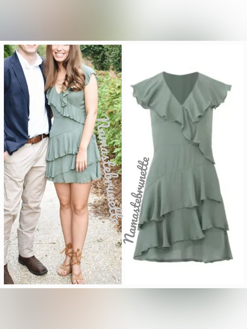 $348 Parker Sage Green Ruffled Tiered Dress, Size 2